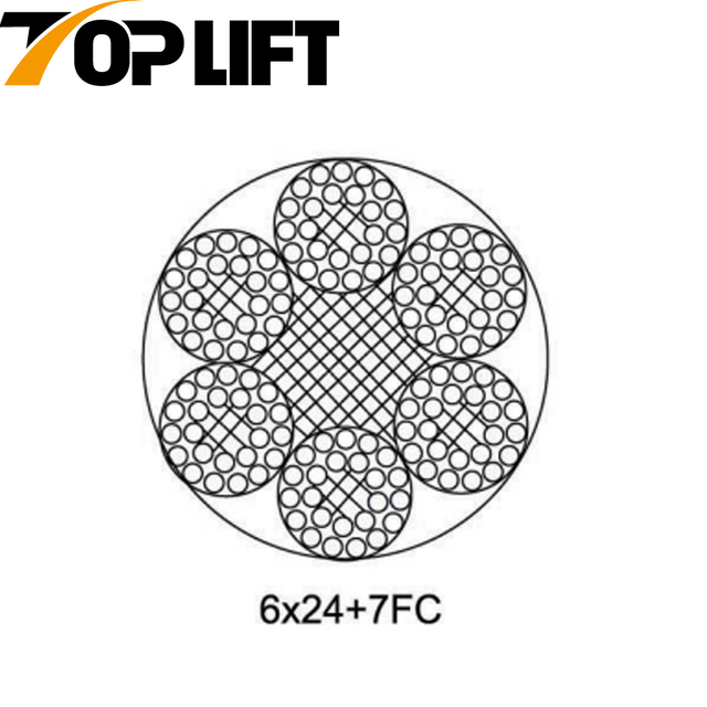 Line Contact Galvanized / Ungalvanized Steel Wire Rope 6X24S+7FC 6X24W+7FC