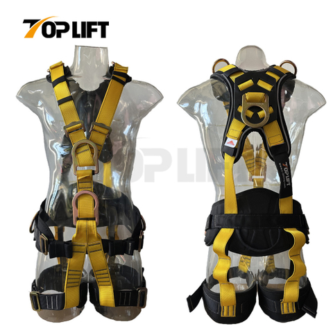 Fall Protection Kit 7 Point Dring with Back Waist Thigh Pad Full Body Roofing Safety Harnesses