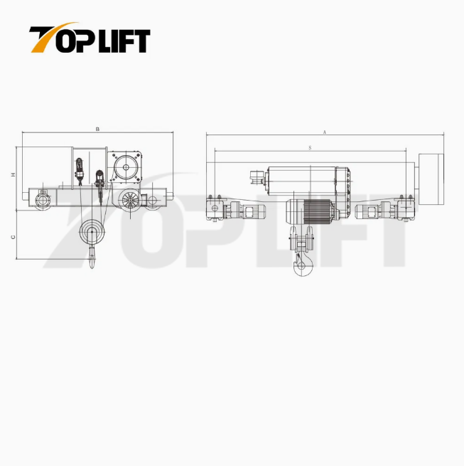 Heavy Duty Lifting Trolley Double Grider Electric Wire Rope Hoist