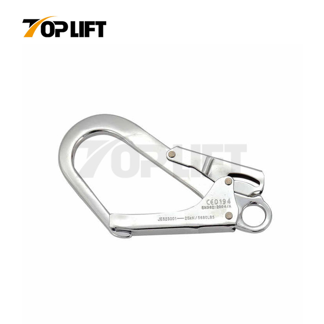 TOPLIFT 25KN Opening 55MM Alloy Steel Locking Snap Hook for Safety Climbing
