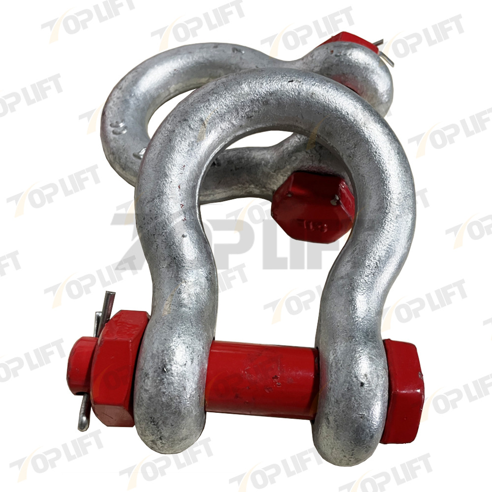 G-2130 Galvanized Quality Carbon Steel Bow Shackle Dee Shackles for Mining Heavy Industry Lifting Industrial Applications