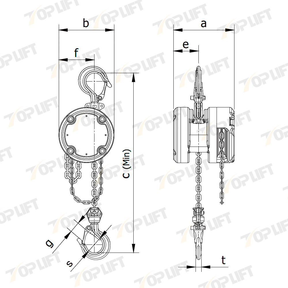 Compact, Light Weight And Simple Design Manual Pulley Chain Hoist Chain Block 500KG Capacity
