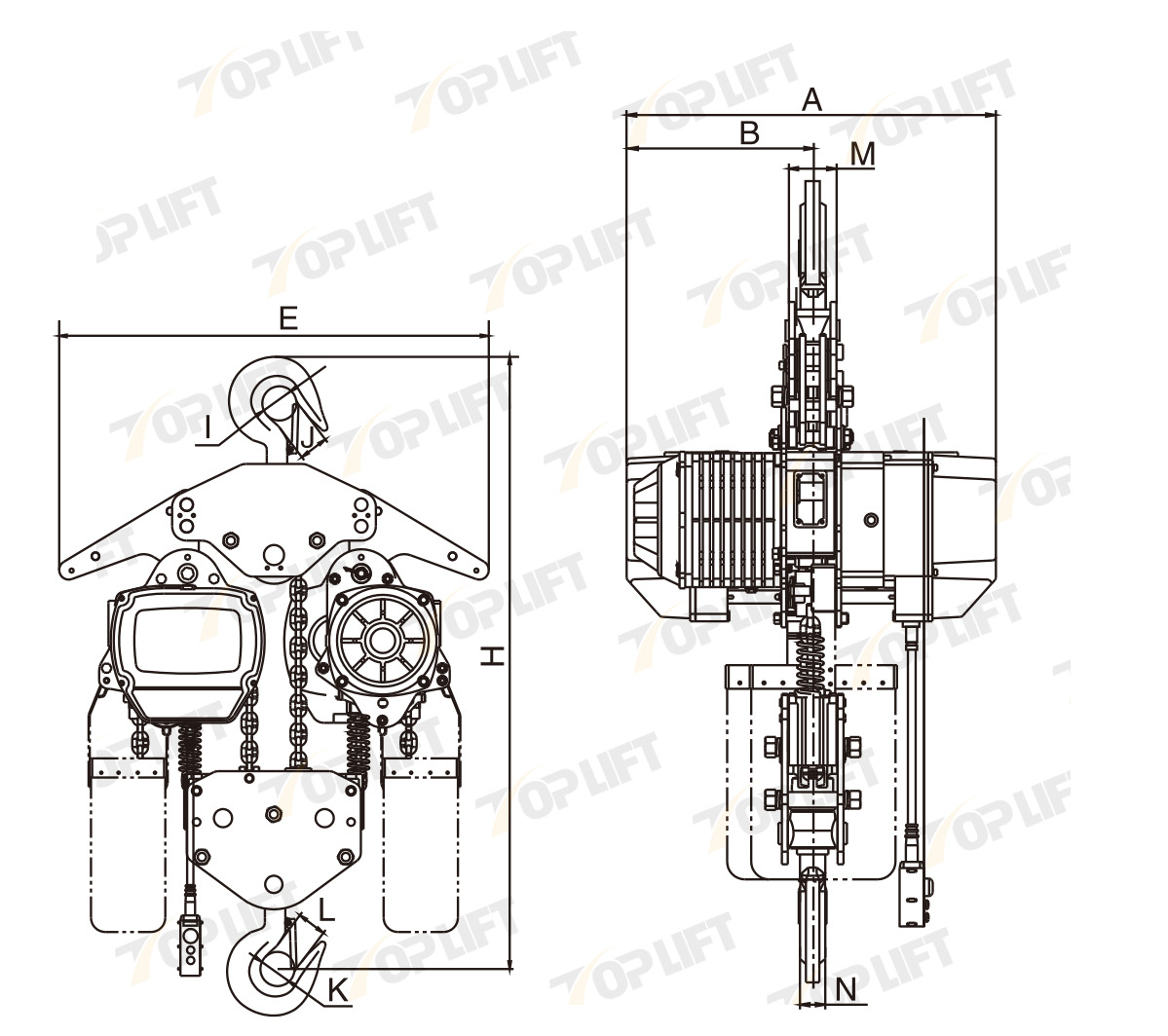 10T CE Certified Hook Suspension Type Electric Chain Hoist with Hook