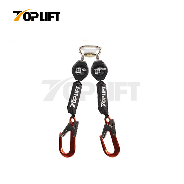 TOPLIFT 100KG 1.8M Retractable Fall Arrester with Energy Absorber Dual Hooks