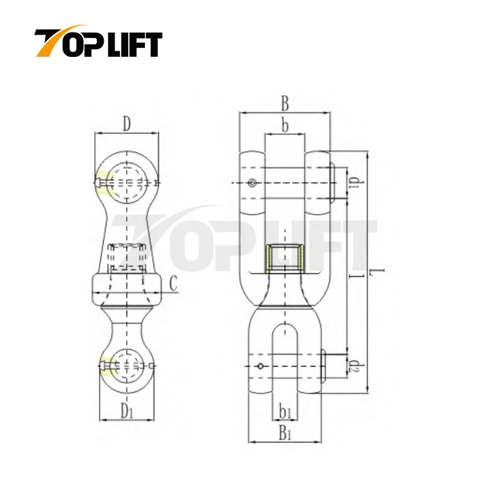  TOPLIFT Anchor Chain Accessories Swivel Shackle Type B for Secure Marine Lifting