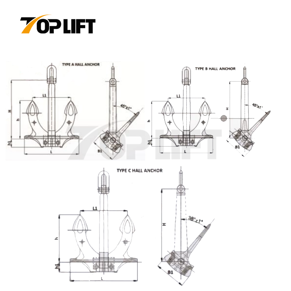  Heavy Duty Marine Stockless Anchor Ship Hall Anchor For Marine