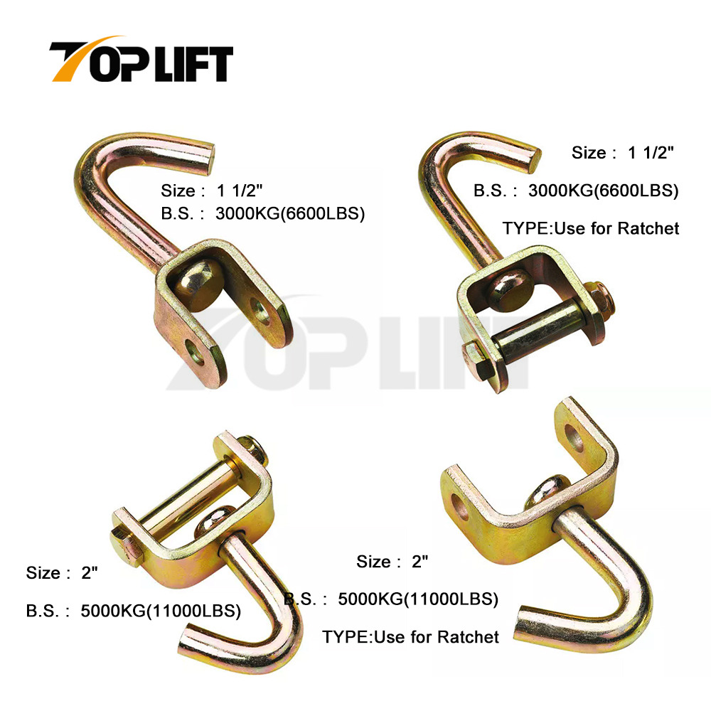 1-1/2 " 2"Ratchet Swivel J Hook for Tie Down Strap Webbing Car Truck Trailer
