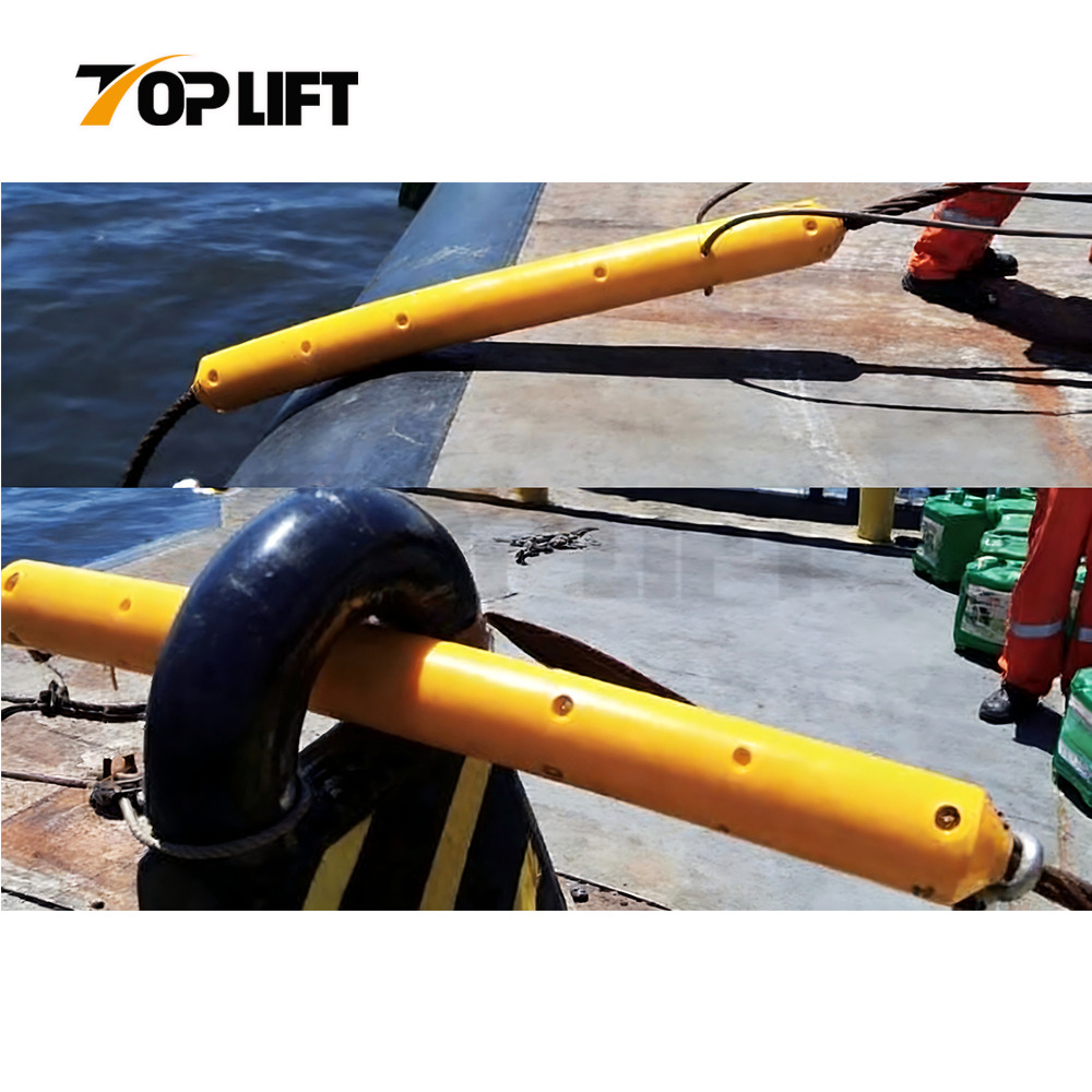 TOPLIFT Cylindrical Wire Rope Towing Sleeve Bolt Type Polyurethane Towing Shoes for Marine Tugboat