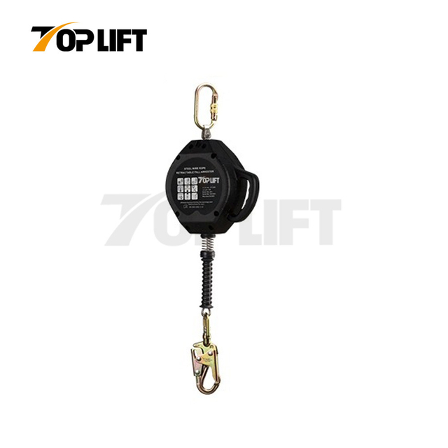 TOPLIFT 100KG Capacity 10M/15M/20M Wire Rope Retractable Fall Arrester Protection Lifeline