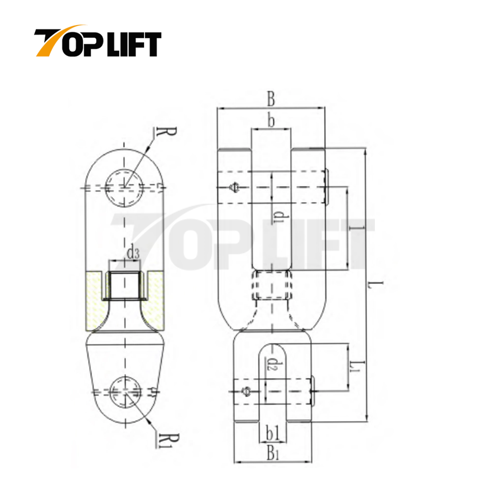TOPLIFT Swivel Shackle for Anchor Chains Marine Lifting Rigging Applications Type A