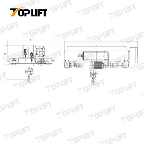 Heavy Duty Lifting Trolley Double Grider Electric Wire Rope Hoist