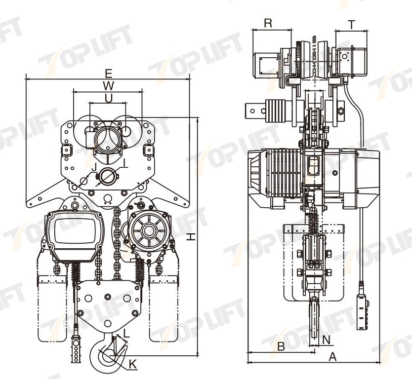 7.5T CE Certified Hook Suspension Type Electric Chain Hoist with Electric Trolley