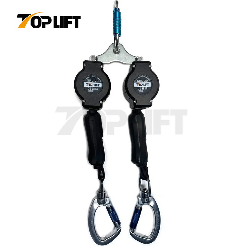 Double Webbing Type Protection Equipment Retractable Fall Arrester With Hook