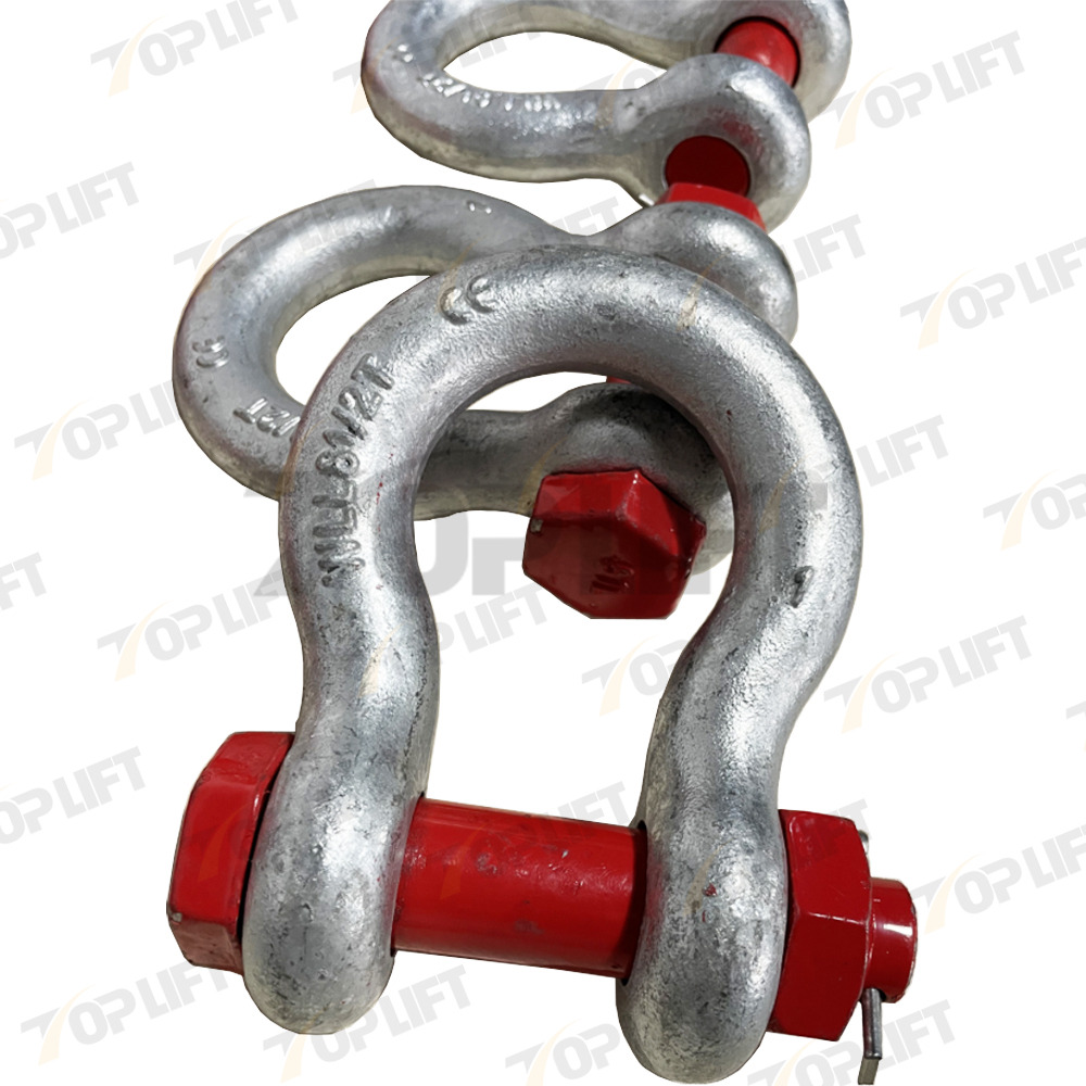 G-2130 Galvanized Quality Carbon Steel Bow Shackle Dee Shackles for Mining Heavy Industry Lifting Industrial Applications
