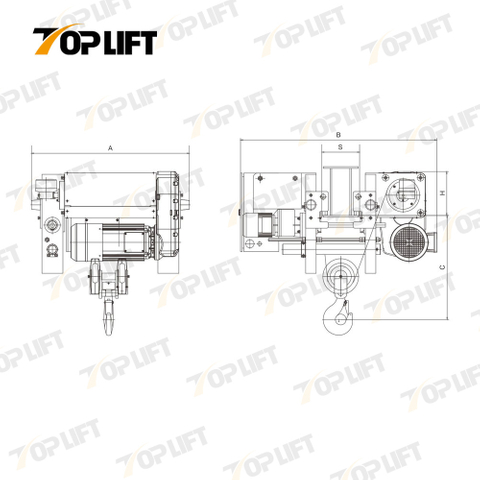 Heavy Duty Single Grider Electric Wire Rope Hoist & Trolley