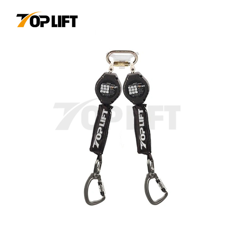 TOPLIFT Webbing Type Absorber Dual Hooks Fall Arrester Lifeline 1.8M 100KG Capacity