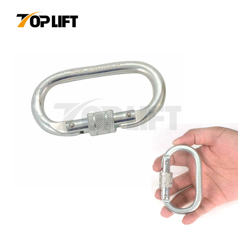 TP-R02 Steel material 25kn swivel climbing self-Locking Oval Carabiner