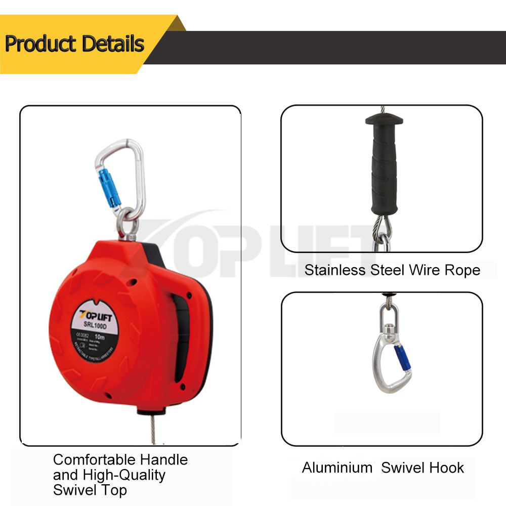 TP-SRL100D En 360 5mm Stainless Steel Wire Rope Type Self-Retracting Lifeline Fall Arrester