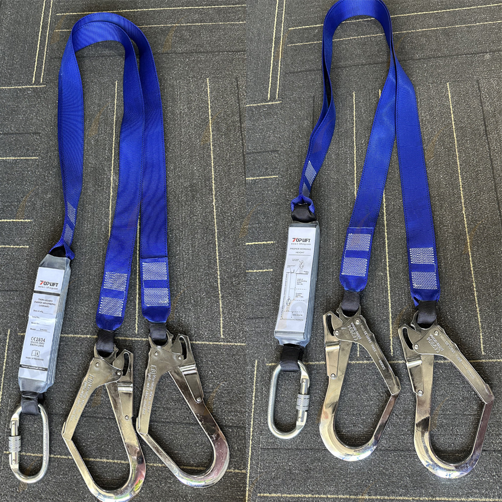 CE Certified Twin Legged Shock Absorbing Webbing Safety Lanyard