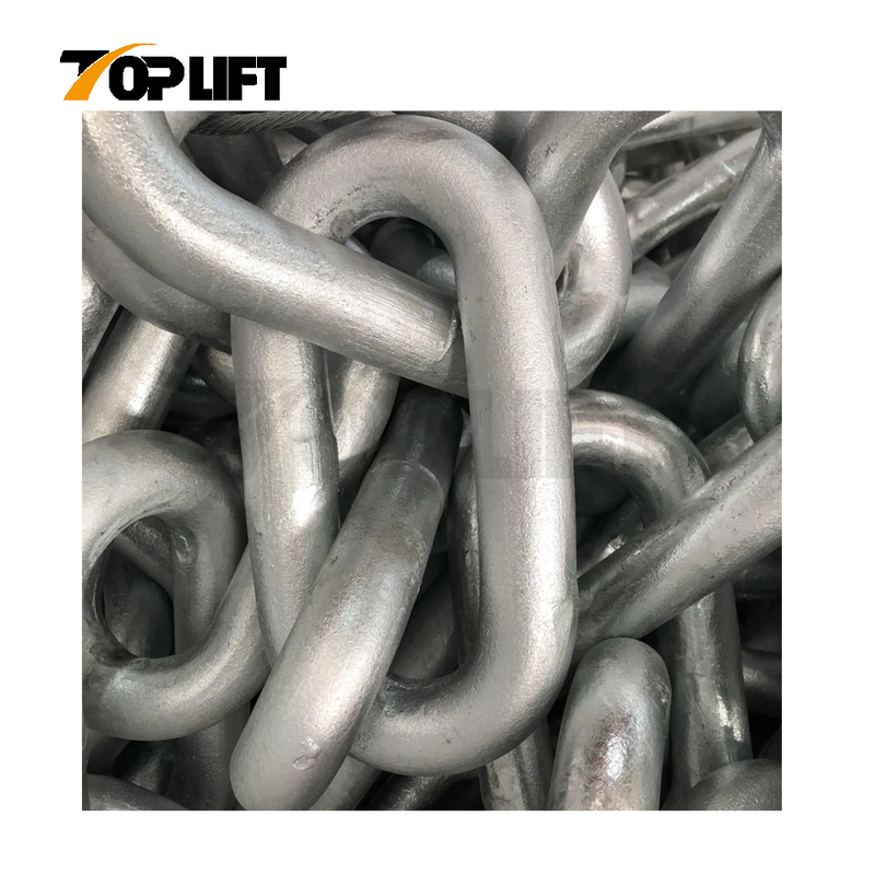 TOPLIFT Galvanized Studless Link Anchor Chain for Marine Anchoring Systems