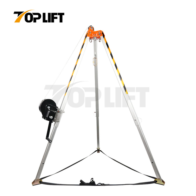 TOPLIFT TP-906 En Standard 1 Pulleys with Winch 3 Anchor Points Lifting Safety Aluminum Steel Rescue Tripod 