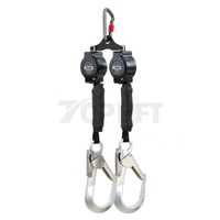 Double Webbing Type Protection Equipment Retractable Fall Arrester With Hook