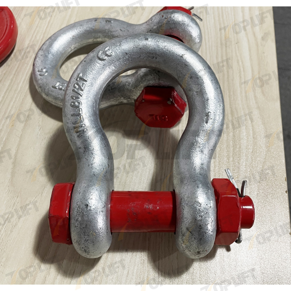 G-2130 Galvanized Quality Carbon Steel Bow Shackle Dee Shackles for Mining Heavy Industry Lifting Industrial Applications