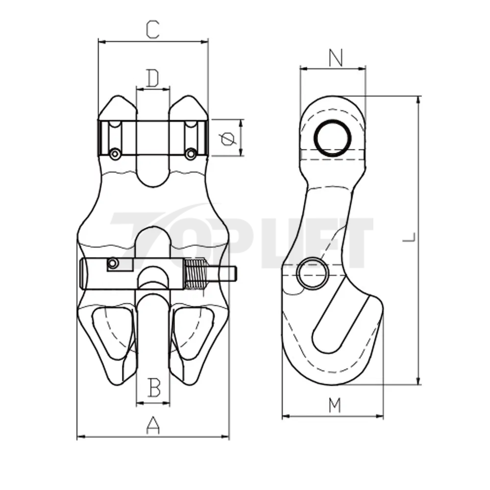 G100 Rigging Hardware Forged Alloy Steel Clevis Clutch