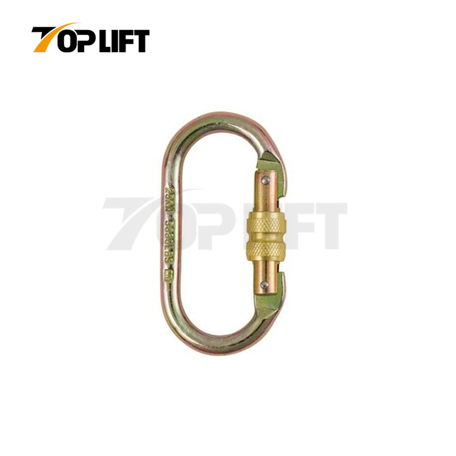 TP-R02A Steel material 25kn swivel climbing self-Locking Oval Carabiner 