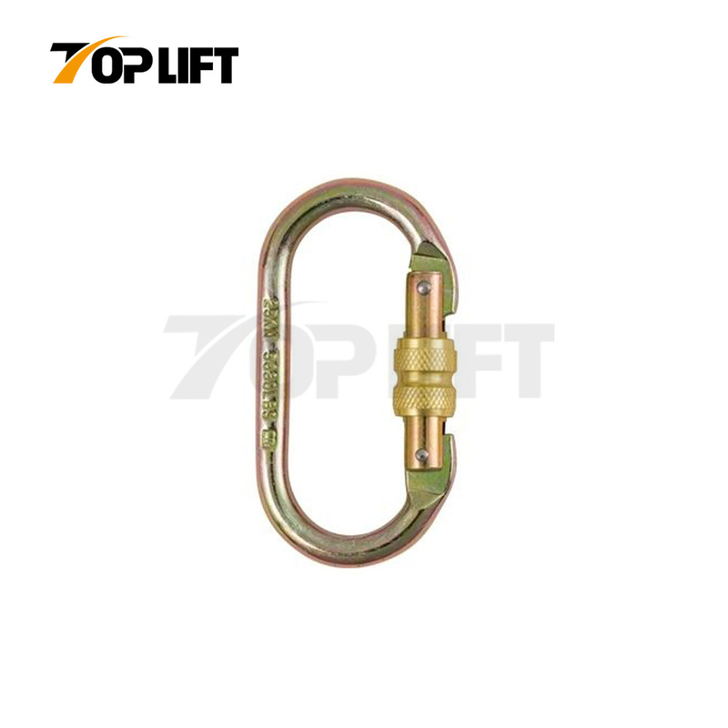 TP-R02A Steel material 25kn swivel climbing self-Locking Oval Carabiner 