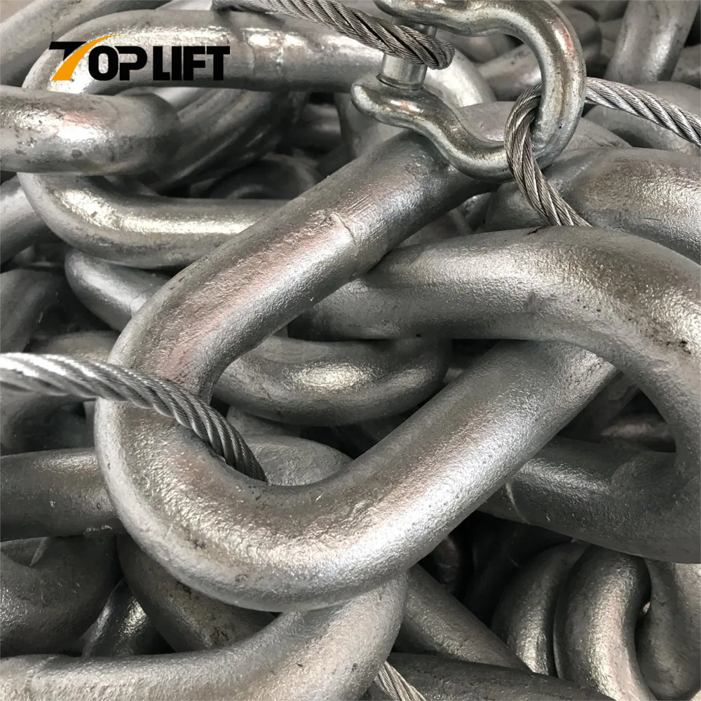 TOPLIFT Galvanized Studless Link Anchor Chain for Marine Anchoring Systems