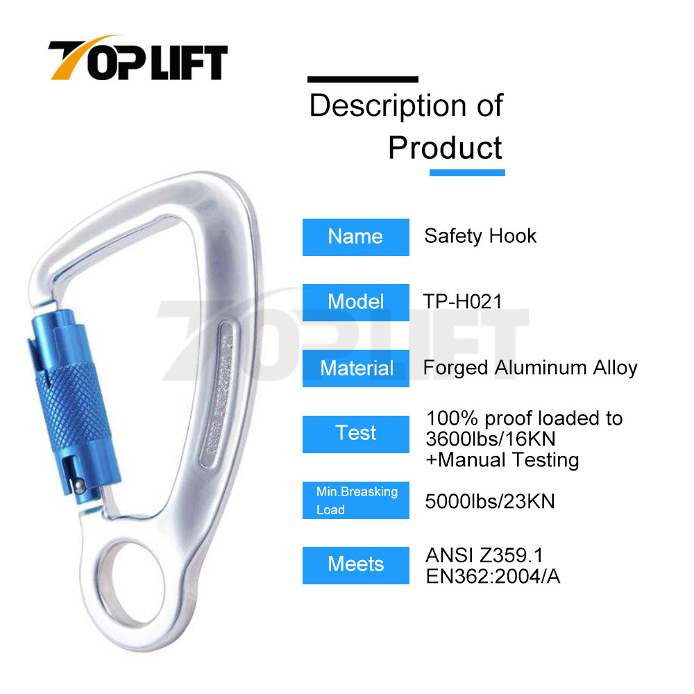 Auto-Locking Climbing Hardware Twist Lock Aluminum Carabiner W/ Captive Eye