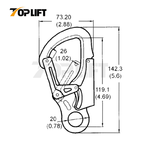 Steeel Locking Rope Clip Forged Aluminum Alloy Carabiner Snap Hook ANSI Z359.1