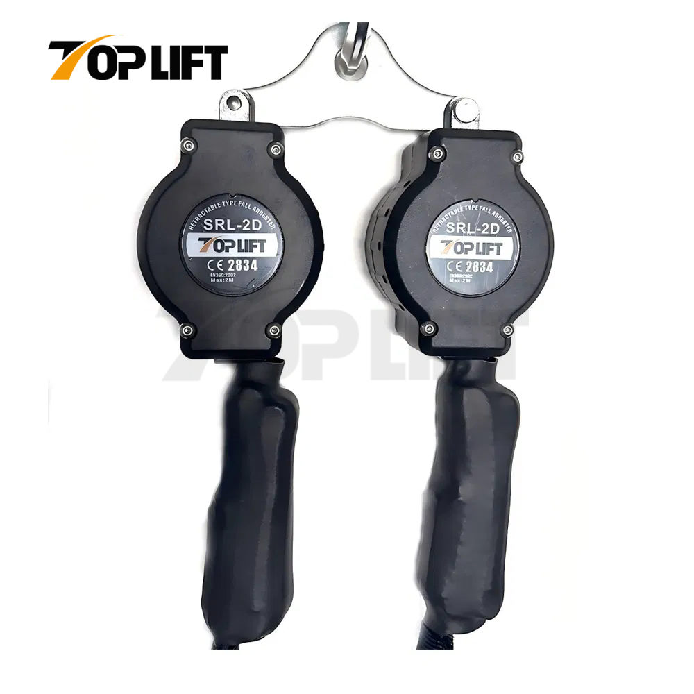 Double Webbing Type Protection Equipment Retractable Fall Arrester With Hook