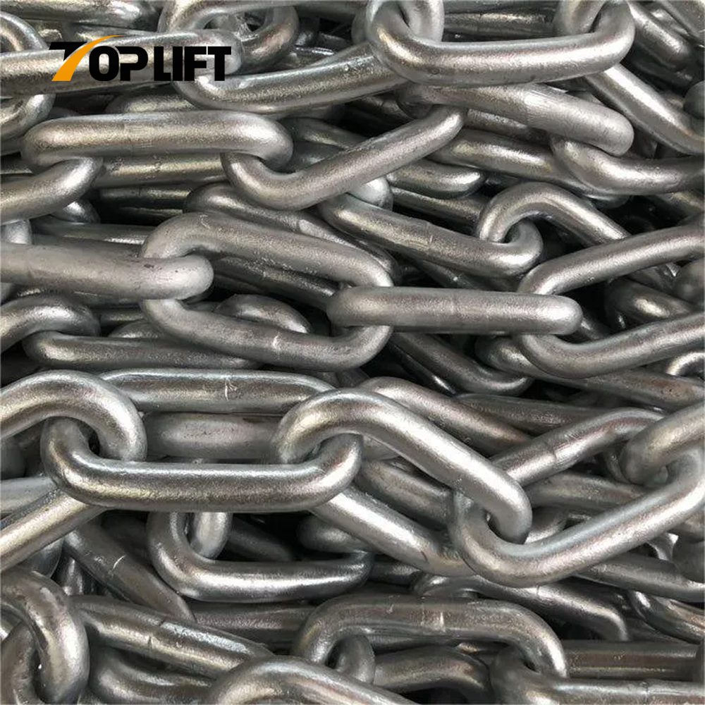 TOPLIFT Galvanized Studless Link Anchor Chain for Marine Anchoring Systems