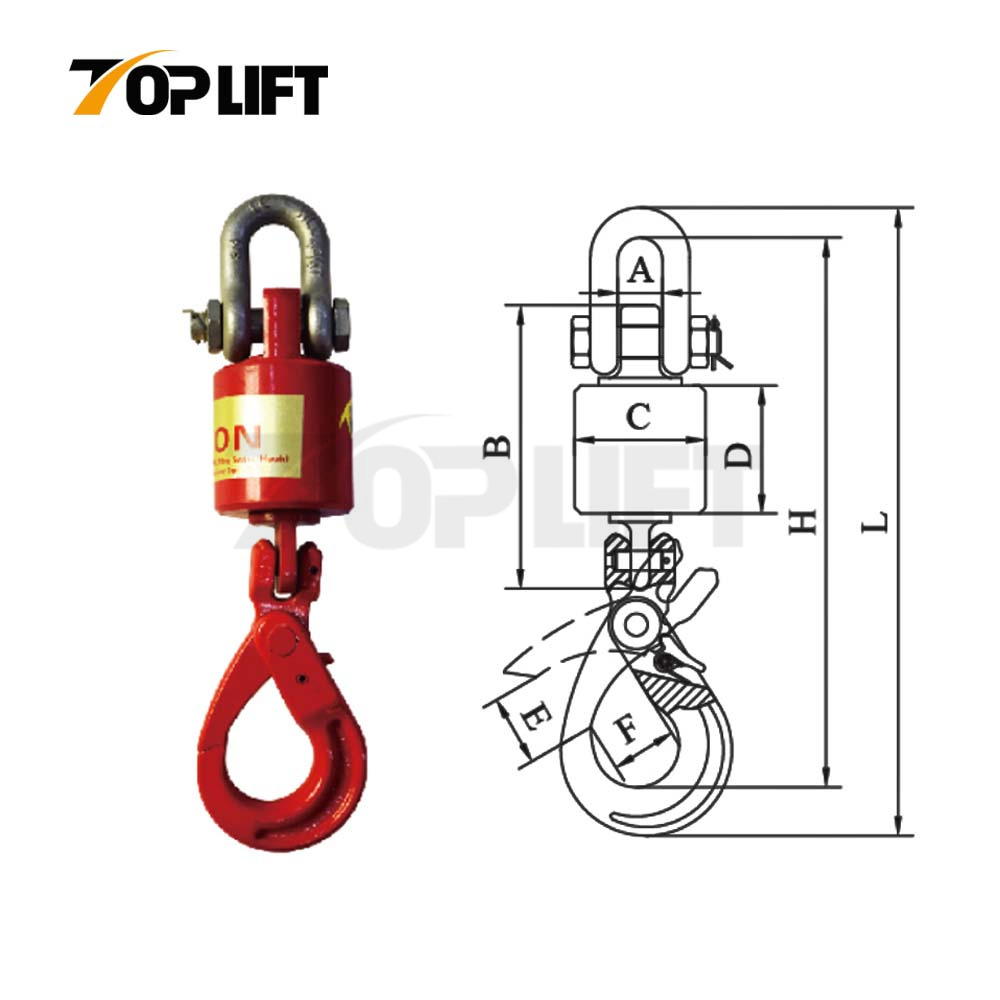 Versatile Vertical Alloy Steel 360° Rotating Industrial-Grade G80 Oilfield Swivel Hook