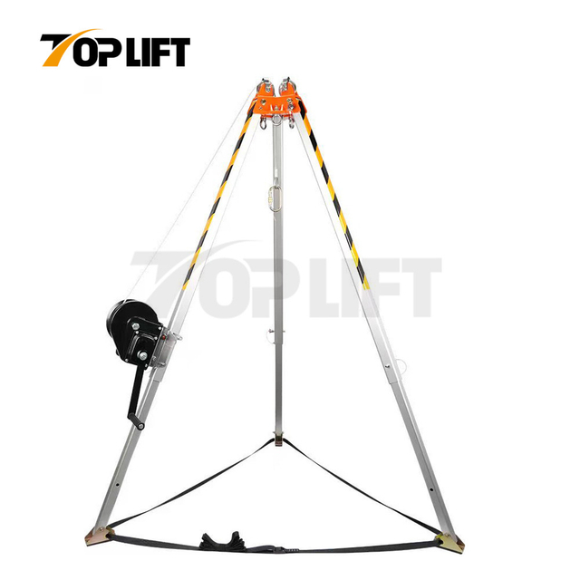 2 Pulley with Winch Lifting Rescue Tripod Safety Aluminum Steel Rescue Tripod