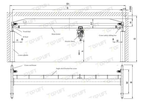 Lifting Equipment 1-16T LD Type Electric Single-Girder Suspension Crane 