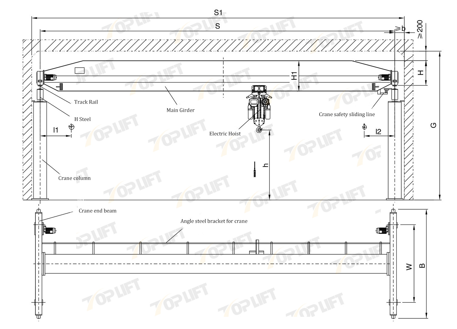 Lifting Equipment 1-16T LD Type Electric Single-Girder Suspension Crane 