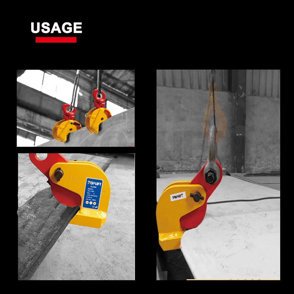 TOPLIFT Lifting Equipment WLL 1T To 6T TDL Thin Sheet Horizontal Plate Clamp