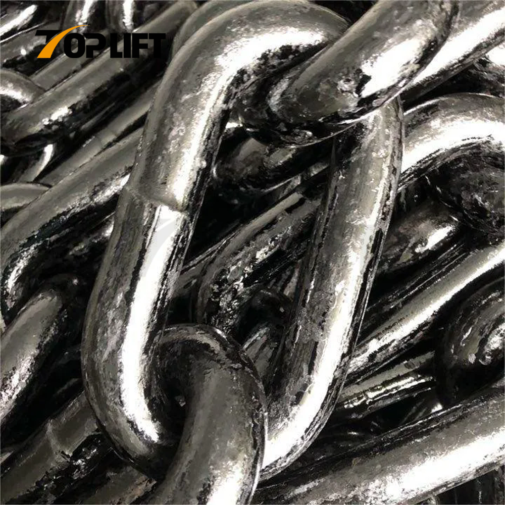 TOPLIFT Galvanized Studless Link Anchor Chain for Marine Anchoring Systems
