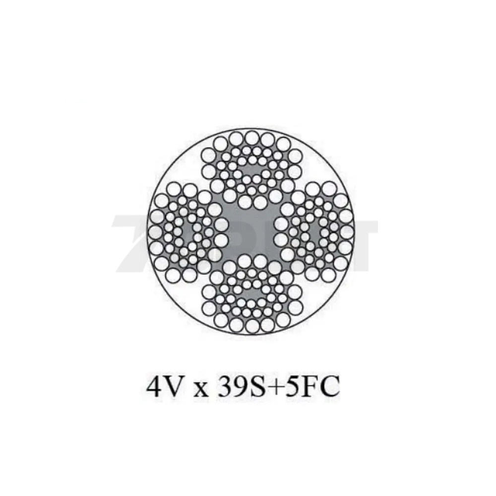 Galvanized Ungalvanized 4-Strand No-rotating Steel Wire Rope 4VX39S+5FC 4VX48S+5FC