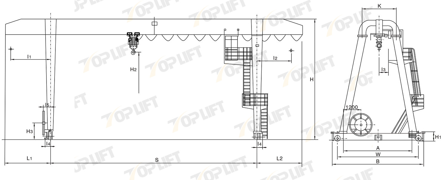 5-16T MH Type Electric Hoist Gantry Crane 