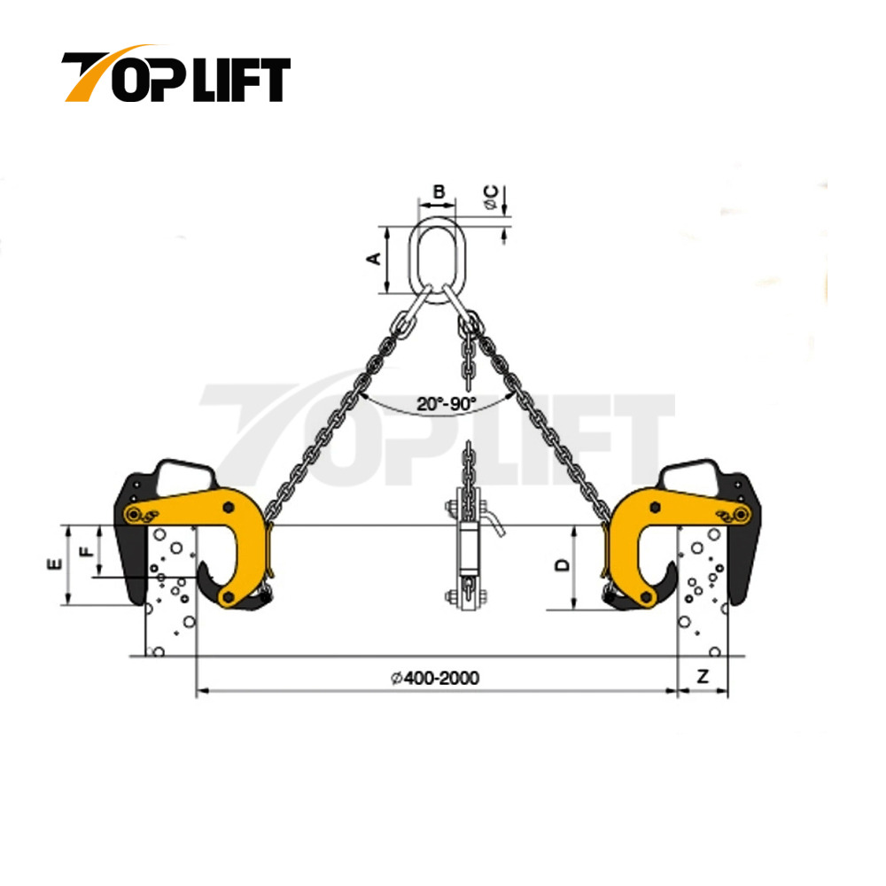 TP-Lifting PLG Concrete Pipe Lifting Clamp WLL 1500-3000KGS