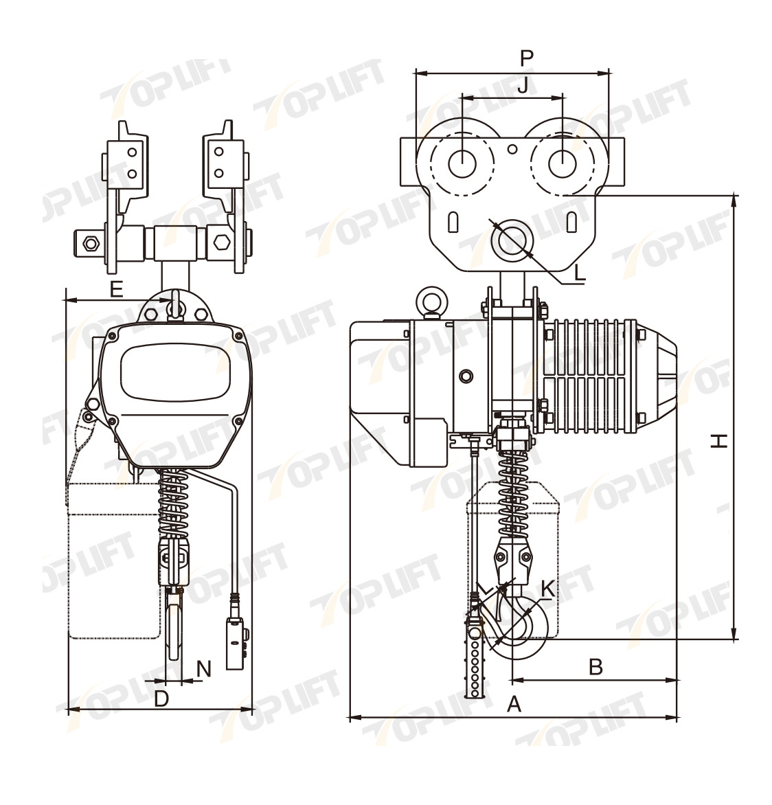 Electric Chain Hoist with Manual Trolley