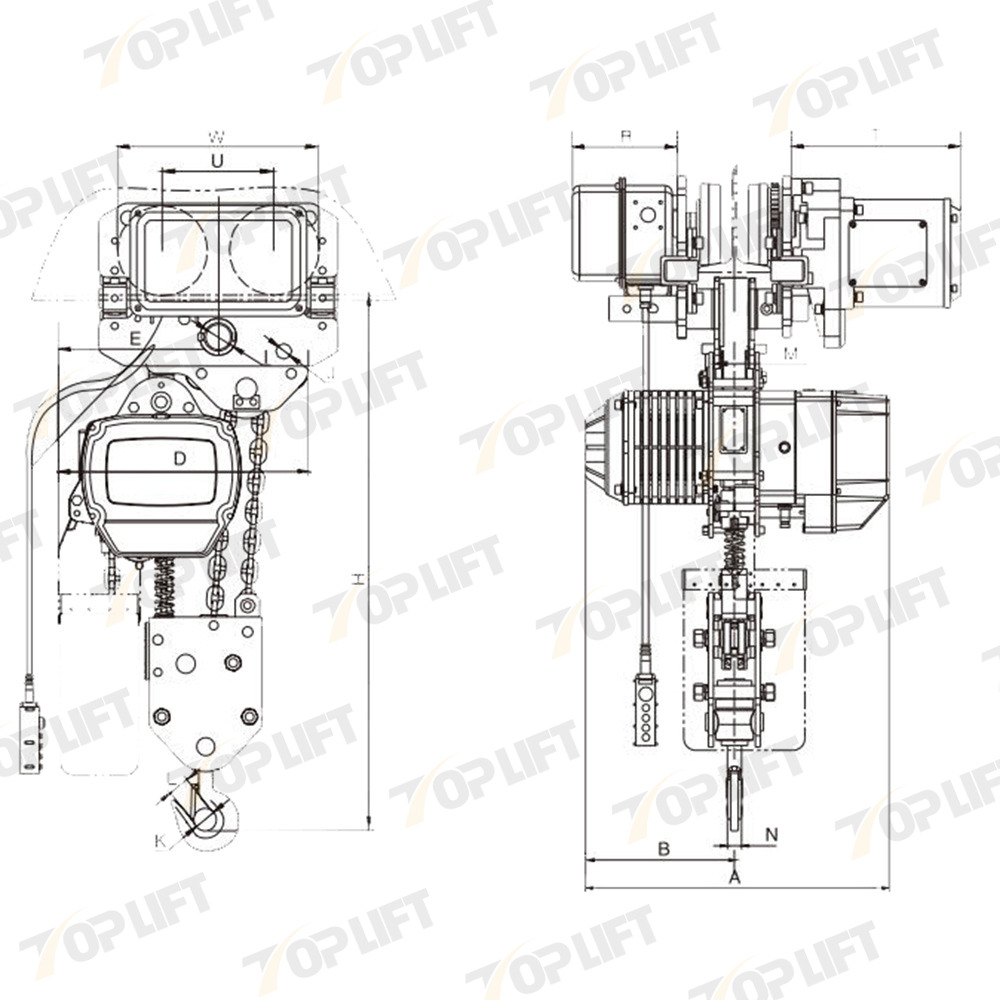 10T CE Certified Hook Suspension Type Electric Chain Hoist with Electric Trolley