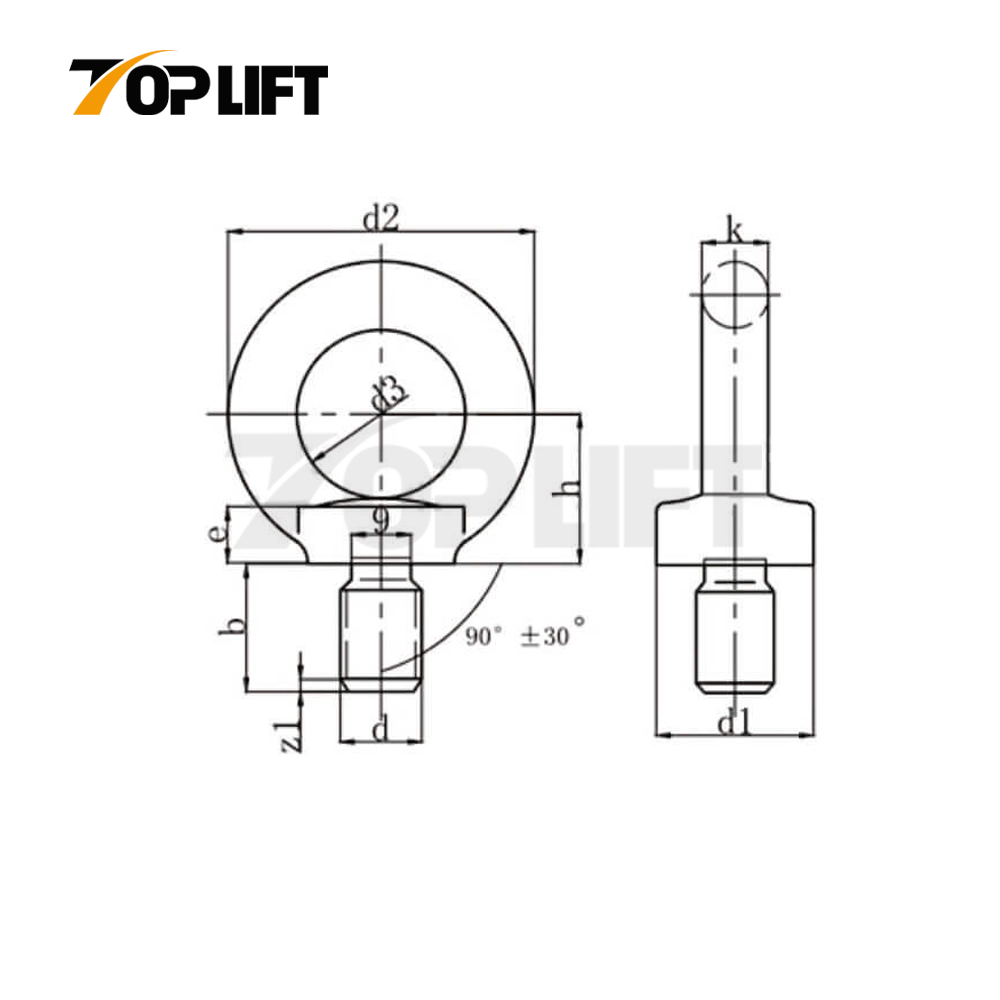 TP-LIFTING Din580 Anchor Lifting Eye Bolt Carbon Steel Forged Rigging Eye Bolt
