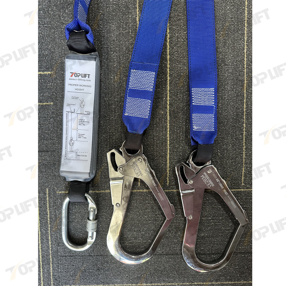 CE Certified Twin Legged Shock Absorbing Webbing Safety Lanyard