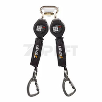 TOPLIFT Webbing Type Absorber Dual Hooks Fall Arrester Lifeline 1.8M 100KG Capacity