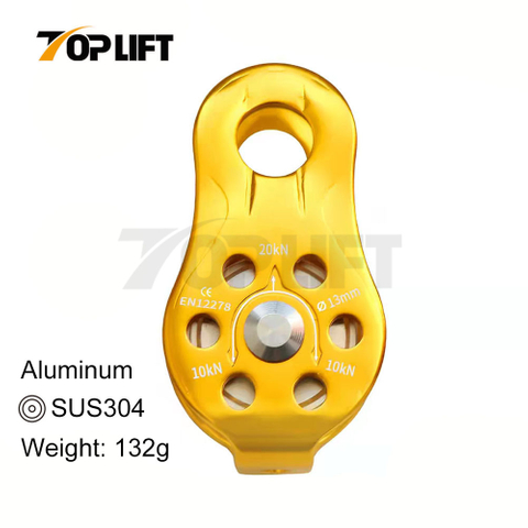 20kN Portable Rock Climbing Pulley Aluminum Alloy Single Fixed SwingPulley for 13mm Rope